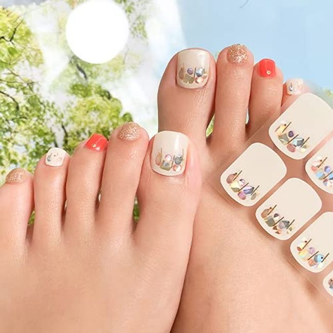 [GELATO FACTORY] Gelato Factory Foot Nail Sticker [Joyful Shell Orange] Just Stick On Manicure Gel Nail Tips Nail Stickers / Office Nail Stickers