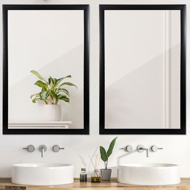 2PCS Bathroom Rectangular Wall Mounted Mirror PS Frame Vanity Mirror 24" x 36"