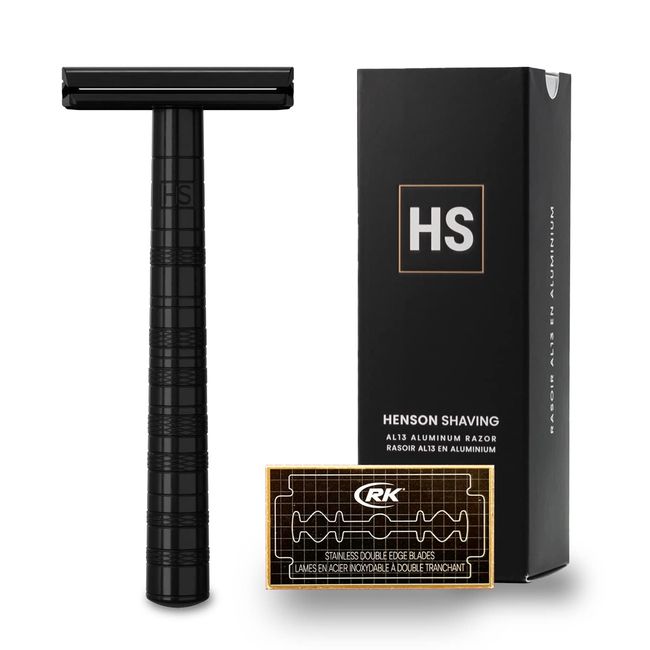 HENSON SHAVING AL13 Shaver MEDIUM (JET BLACK), 5 Replacement Blades Included, Deep Shave Model, Highly Durable, Recommended for Those Who Want to Shave Deep, Authentic Product