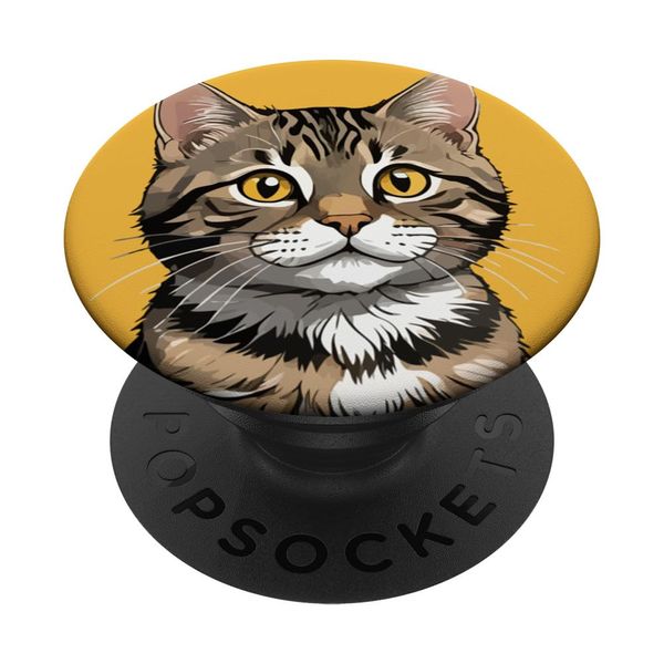 Tabby Cat Striped Cat Cute Illustration PopSockets Adhesive PopGrip