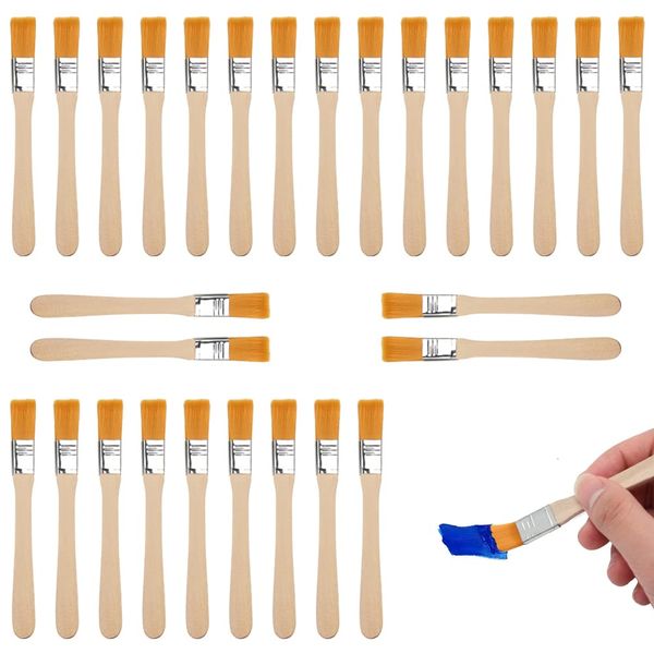 Pilikoll 30 Pcs Paint Brush Set Nylon Acrylic Paint Brushes Keyboard Cleaning Brush Chip Paint Brushes With Wooden Handle for Art Painting Drawing Cleaning Dust Brushing Glue and Home DIY