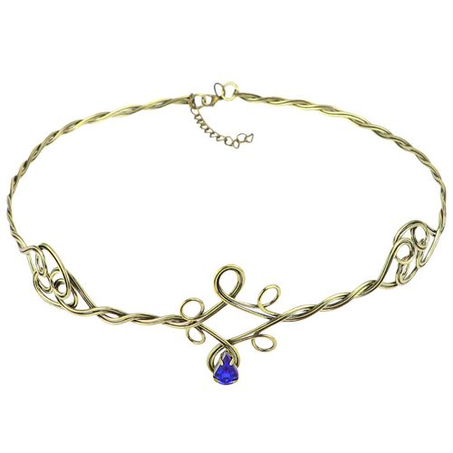 ZJIVQO Headbands Iron Circlet for Women Woven Forehead Band Crystals Tiaras Hair Band Gold Hair Hoop with Jewels Crystal Rhinestone Wedding Head Band Princess Crown Headband Tiara （Blue）