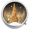 Gold Christmas Tree Medicine Vitamin Pill Box