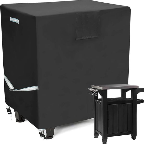 Outdoor Grill Cart Prep Table Cover 600D for 30-inch Keter Unity Portable Outdoor 40 Gal Table with Storage Cabinet, Waterproof UV Resistant Outside bbq Bar Cart Cooking Station Cover, 30" x 24" x 32"