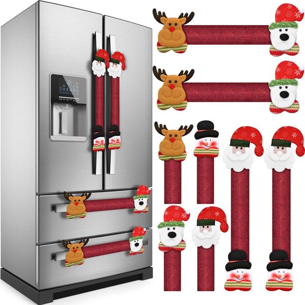 KATUMO Christmas Refrigerator Handle Covers, 8PCS Kitchen Appliance Handle Covers Adorable Snowman Handle Covers Microwave Oven Dishwasher Fridge Door Handle Protectors Christmas Decorations