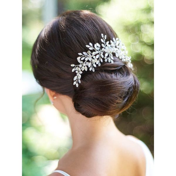 Catery Crystal Bride Wedding Hair Comb Silver Rhinestones Hair Clip Bridal Side Combs Hair Piece Opal Headpiece Hair Accessories for Women and Girls (A Silver)