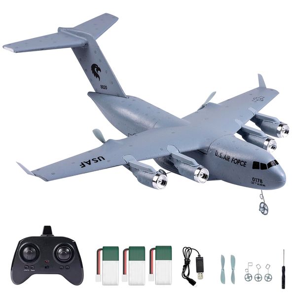 Hylukon C17 Remote Control Plane, 2.4GHz 2CH Globemaster III Military Transport Airplane with 6-axis Gyro for Beginners Boys Kids Adults