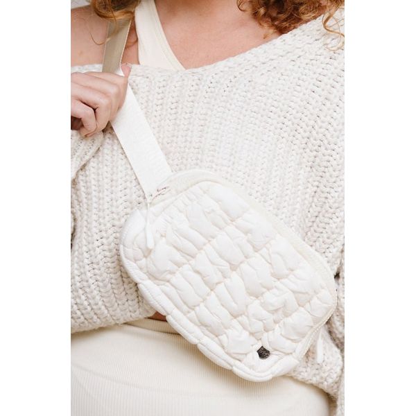 Atlas Quilted Belt Bag - soft white