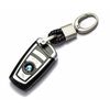 Black Genuine Leather Universal Gun Metal Key Remote Ring Strap Keychain Holder