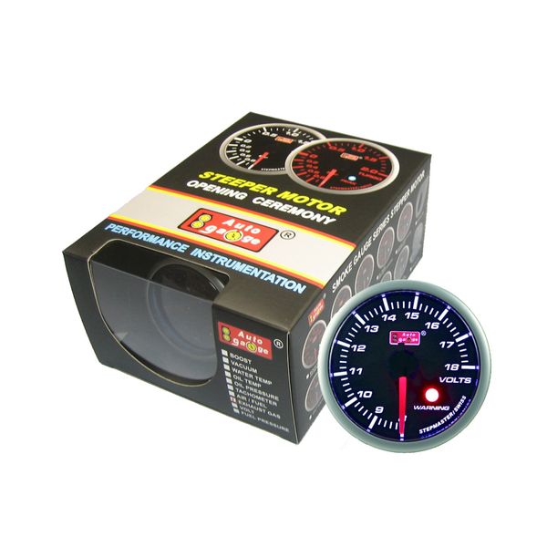 AUTOGAUGE SM60AVOSWL270 Voltmeter, Black Face White LED, Warning Function, 60 Pie