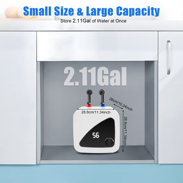 8L 1500W Electric Instant Hot Water Heater Kitchen Storage Tank Water Heater