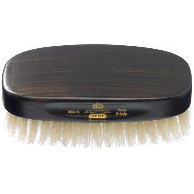 Kent MN1B Finest Men's Military Style Rectangular Ebonywood Hair Brush with 100% Natural White Boar Bristle - Ideal for Fine or Thinning Hair, Sensitive Scalp Brush, 360 Wave, and Beard Straightener