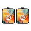 Bleu Reign Personalized Potholder Set Custom Name Abstract Art Pattern Design Organic Fluidity Sunrise Linen