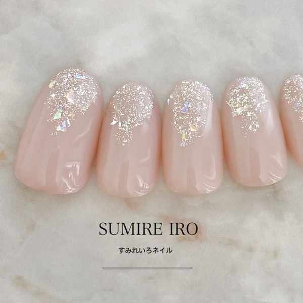 Nail tips False nails Bridal nails Short Long design Simple nails Nails Beige nails Small nails Large nails Berry short Chibi nails Adult nails False nails Custom nails<br> [2055] Adult beige platinum glitter