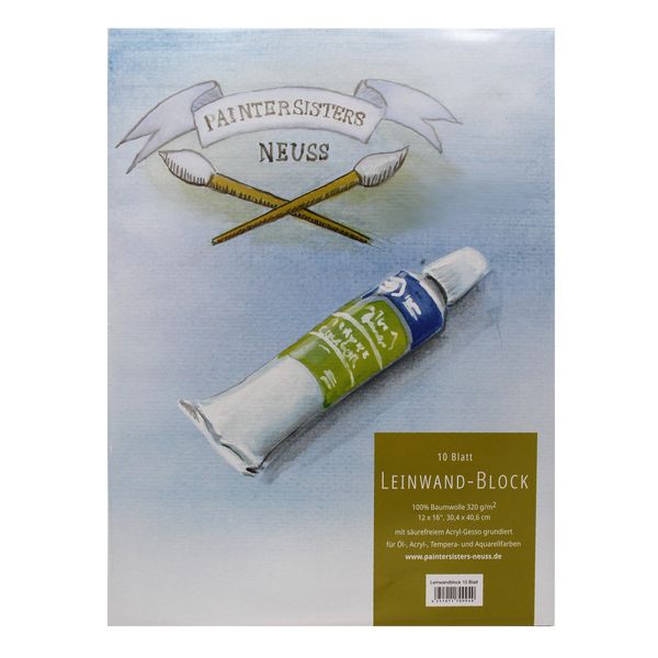 Paintersisters® Malblock Leinwand 30 x 40 cm, 100% Baumwolle, 320g/m² - Leinwandblock Grundiert mit säurefreiem Acryl-Gesso, für Öl-, Acryl-, Tempera und Aquarellfarben