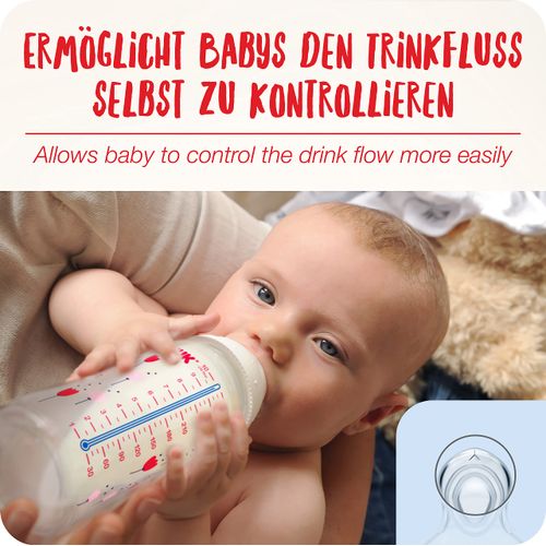 NUK First Choice+ Flow Control Baby Bottle Teats | 6-18 Months | Anti-Colic Valve | BPA | Pack of 2