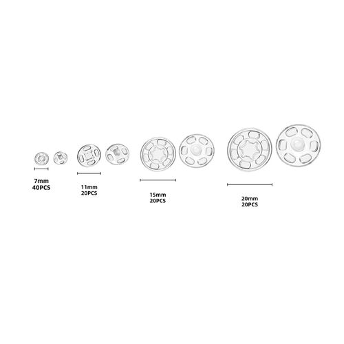 100 Sets Plastic Snap Fasteners Buttons Plastic Snaps Buttons Sew-on Snap Buttons Press Studs Snap Fasteners Transparent Buttons for Purse Handbag Clotheing Craft Supplies (7 mm,12 mm,15 mm,21 mm)