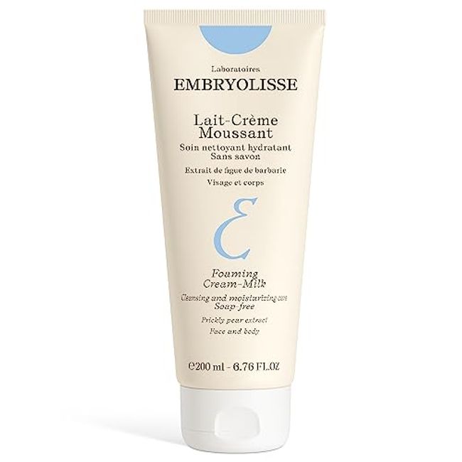 Embryolisse Foaming Cream Milk, 6.76 fl. oz. - Cleansing & Nourishing Care - Soap Free Lotion - Natural Day & Night Cleanser - Hydrating & Nourishing Care - Parabens Free Shower Gel