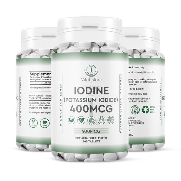 Idoine - Potassium Iodide - 1 Year Supply 365 Vegan Tablets