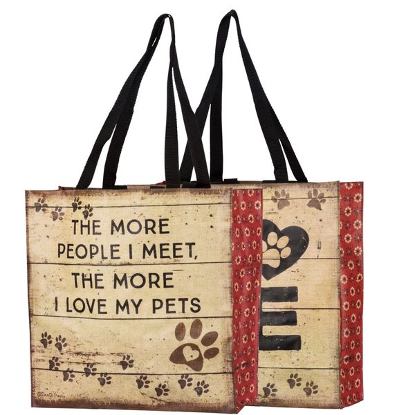 The More People I Meet The More I Love My Pets Double Sided Market Tote Bag NEW