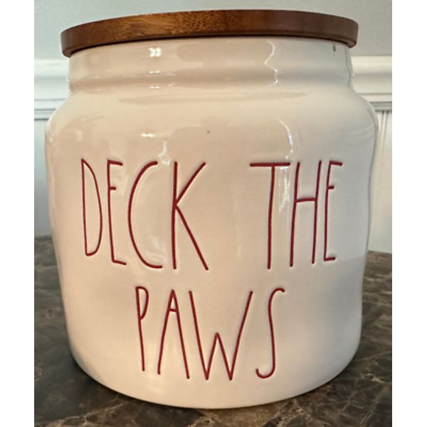 RAE DUNN ARTISAN COLLECTION BY MAGENTA DECK THE PAWS COOKIE JAR PET CANISTER LID