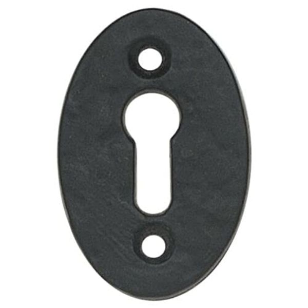 Ironmongery Solutions® Black Cast Iron Escutcheon Plates Keyhole Cover Key Hole Door Lock Accessories (Oval Open Escutcheon)