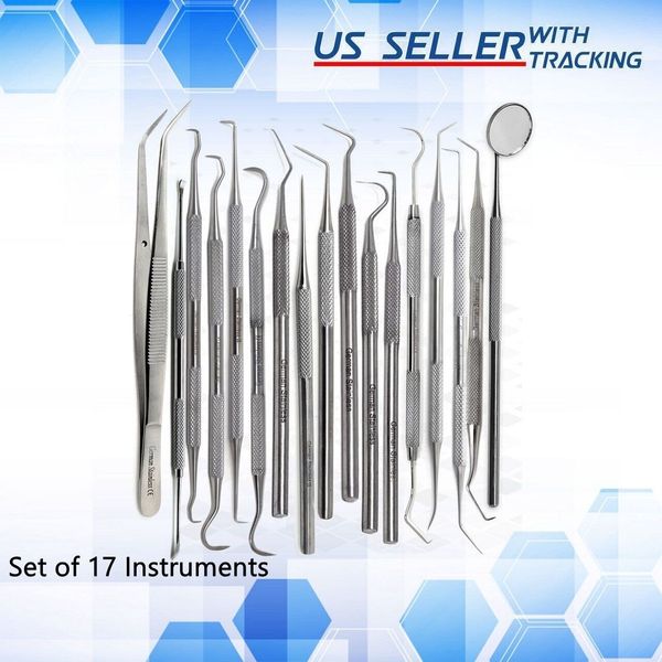 Dental Tartar Calculus Plaque Remover, Tooth Scraper, Dental Mirror & Scaler Set