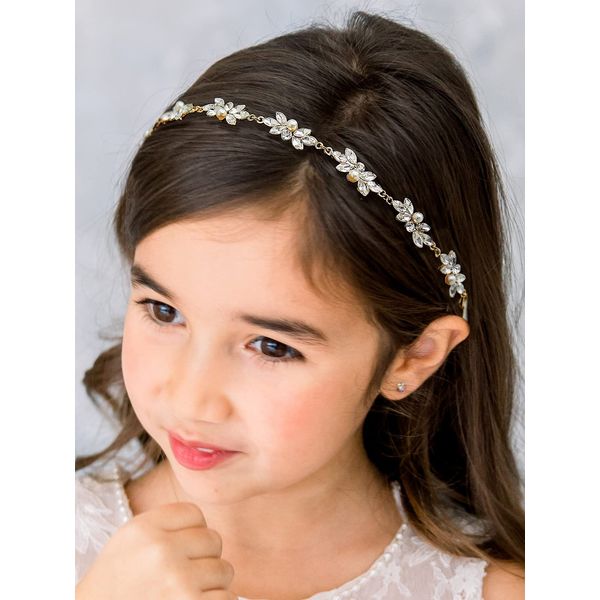 SWEETV Flower Girl Hair Accessories for Wedding Headband Girls Headpiece Princess Crystal Hair Pieces for Birthday Party, First Communion