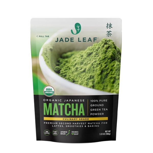 Jade Leaf Matcha Organic Green Tea Powder, Culinary Grade, Premium Second Harvest - Authentically Japanese (3.53 Ounce Pouch)