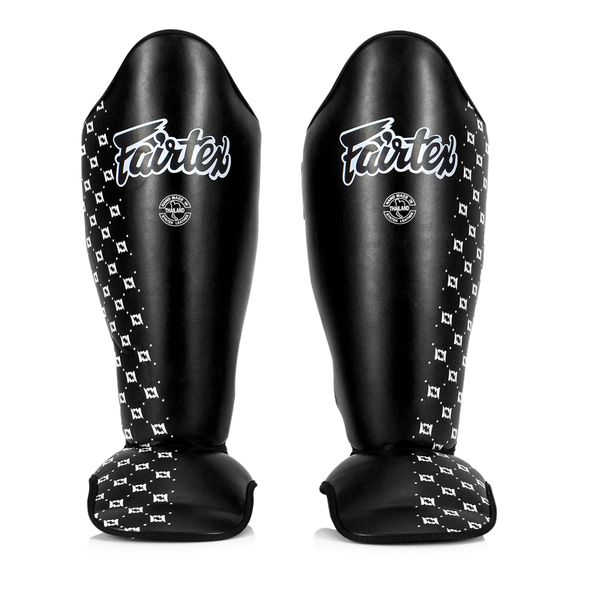 Fairtex SP5 Muay Thai Shin Guards for Men, Women, Kids | Shinguards are Premium, Lightweight & Durable | Extended Protection to Avoid shin splints During Training or Sparring - Large,Black