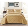 Modern & Stylish Embossed Ruffle Quilted Bedspread Bed Throw Single Double King size bedding set (Mustard-Ruffle, Super King)