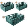 Spesh 2 Pcs Collapsible Storage Boxes Mini Storage Crates Stackable Storage Baskets Plastic Folding Crates for Kitchen,Living Room,Office(22*15*9cm,Blue+Dark Green)