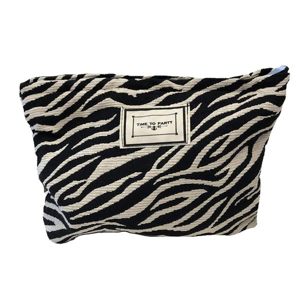 Makeup Pouch, Makeup Pouch, Cosmetic Storage, Makeup Box, Large Capacity, Functional, Cosmetic Pouch, Stylish, Small Items, Cute, Travel, Business Trips, Portable, Storage Pouch, Gift, Floral Pattern, Leopard Print, black white zebra