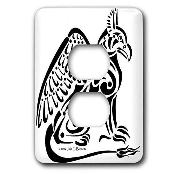 3dRose lsp_23164_6 Black Gryphon Fantasy Celtic Tribal 2-Plug Outlet Cover