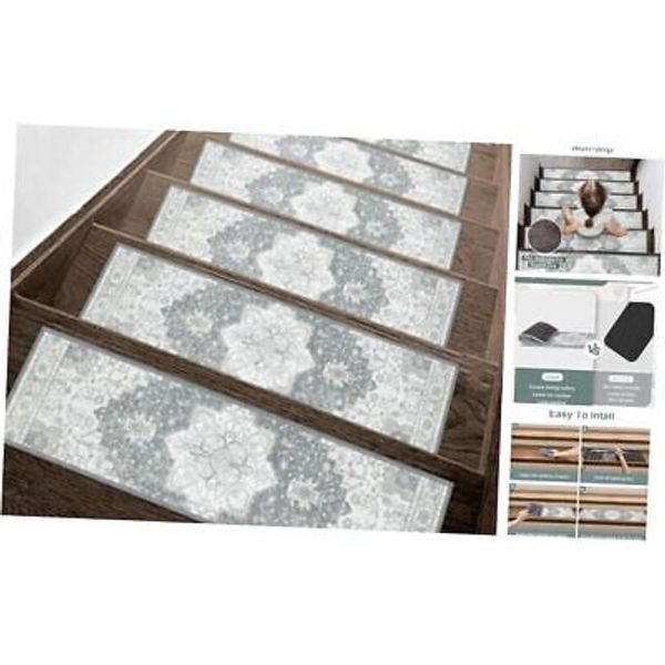 Carpet Stair Treads Non SlipPCS, 8" X 30" Edging 8" x 30" 15 Grey | Non Slip