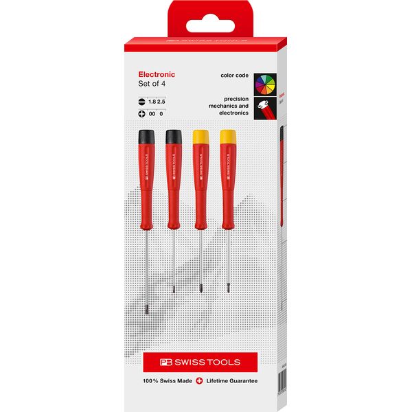 PB SWISS TOOLS 8620.CBB 4-Piece Swiss Grip Precision Slotted Phillips Screwdriver Set in Paper Box