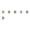 SET OF 6 KNOBS - Skull Set #51292 - Happy Sugar Skulls Skeleton - DECORATIVE Glossy CERAMIC Cupboard Cabinet PULLS Dresser Drawer KNOBS