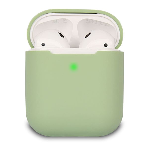 KOKOKA Case Cover Compatible with AirPods 2, Silicone Shockproof Case Cover for Airpods 2 [Front LED Visible][Support Wireless Charging] Matcha Green