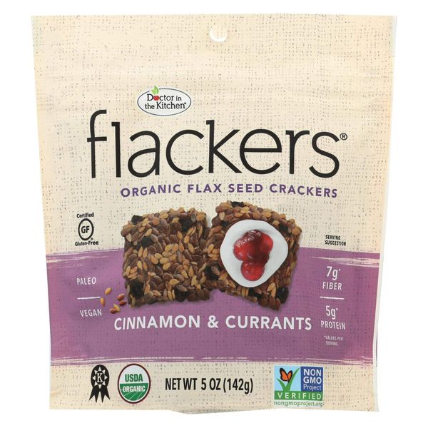 Doctor In The Kitchen Organic Cinnamon Currant Flackers, 5 Ounce (Pack of 12)