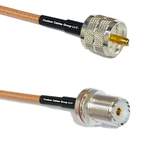 6 feet RG400 Silver Plated PL259 UHF Male to UHF Female Bulkhead RF Coaxial Cable