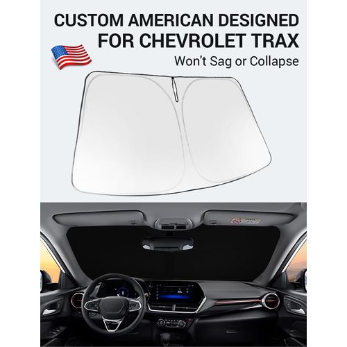 Proadsy 2025 Upgrade Windshield Sun Shade Custom Fit Chevrolet Trax 2024 2025 Foldable Front Sunshade Protector Sun Visor Blocks UV Rays Keep Car Cooler Accessories