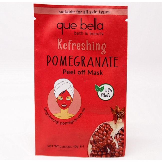 Que Bella Bath & Beauty Refreshing Pomegranate Peel Off Mask 100% Vegan - 1ct