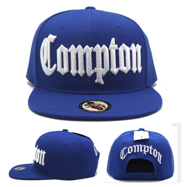 Headlines Compton New Leader Old English Banner Blue White Snapback Era Hat Cap