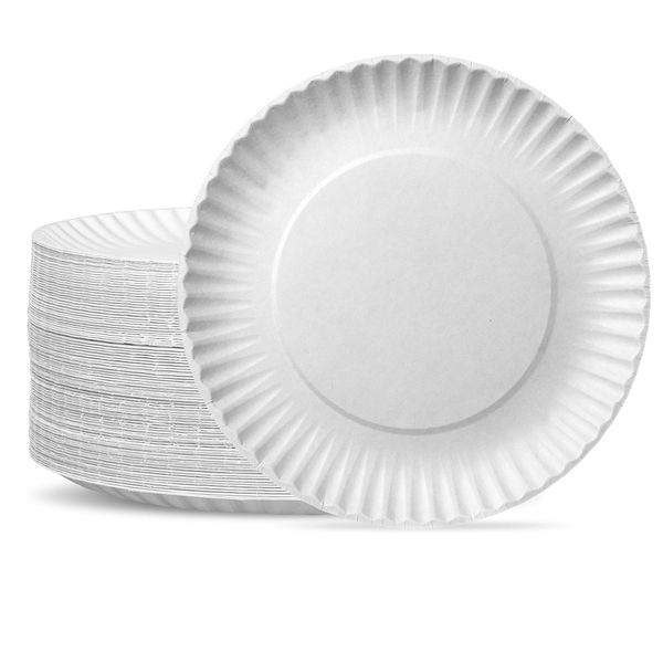 Comfy Package 200 Count Disposable White Uncoated Paper Plates (9 Inch - 200 Count)