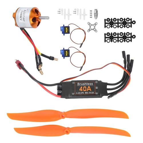 RC Airplane Power Kit, 1100KV Brushless Motor 40A ESC SG90 9G Micro Servo 1060 Propeller Compatible with RC Plane(1100KV Motor + 40A ESC + 9G Servo+ 1060 Propeller)