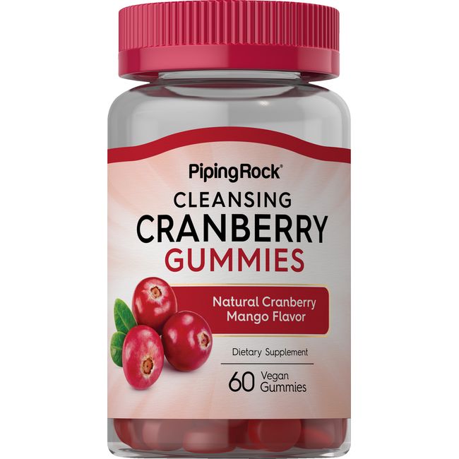 Cranberry Gummies | 60 Count | Vegan, Non-GMO, Gluten Free | by Piping Rock