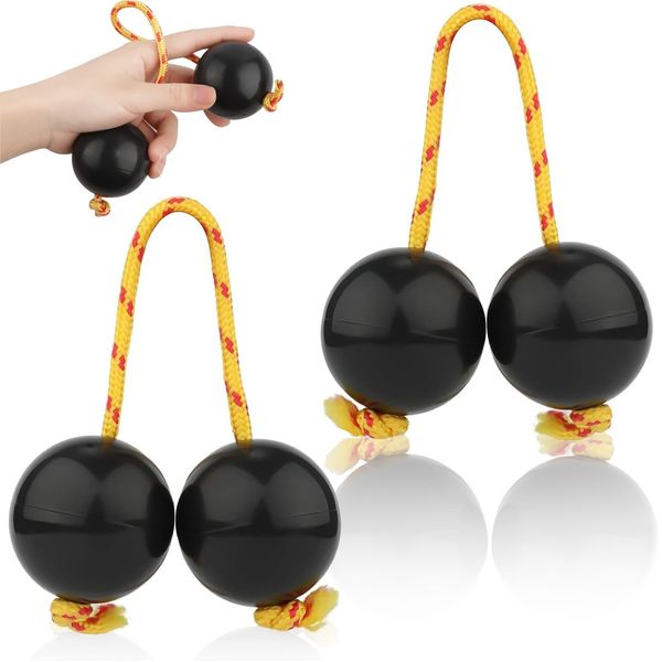 Kashaka Instrument 2 Paar Aslatua African Shaker Klassisch Rhythmic Ball Hand Percussion 5cm Kugeldurchmesser Afrikanische Schüttelrassel für Bühnenauftritte Partys Konzerte (Schwarz)