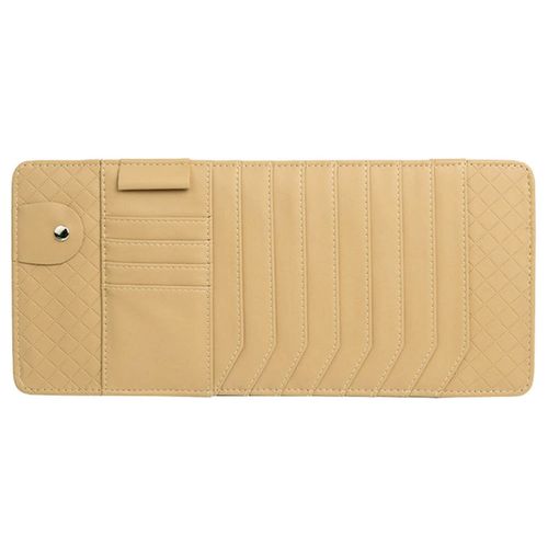 NiftyPlaza Sun Visor CD DVD Holder Card Case 8 Disc Slot 4 Card Holder Storage for Auto Car Interior Pocket Pen Pouch Clip Bag Organizer (Beige)