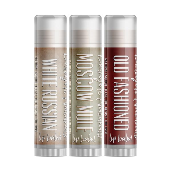 Delight Naturals Happy Hour Cocktails Lip Balm Gift Set - White Russian, Moscow Mule, Old Fashioned