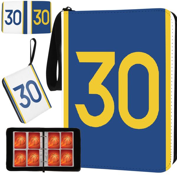 Basketball Card Binder with Sleeves 400 Pocket, #30 Basketball Card Holder for Trading Cards, Basketball Collector Album Folder Organizer 3 Ring Binder Storage Case Book for Kids Boys Gift (Blue)